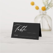 Zwart Wit Monogram Trouwtafel Nummer Plaatskaartje (Voorkant)