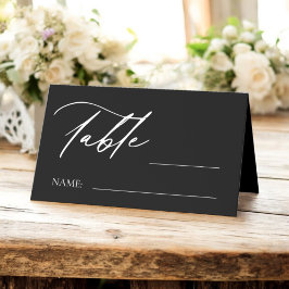Zwart Wit Monogram Trouwtafel Nummer Plaatskaartje