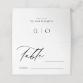 Zwart Wit Monogram Trouwtafel Nummer Plaatskaartje (Buitenkant ongevouwen)