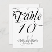 Zwart Wit Monogram Trouwtafel Nummerkaarten Uitnodiging Briefkaart (Voorkant / Achterkant)