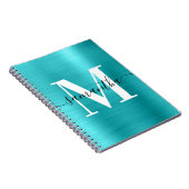 Zwart-Wit Monogram Turquoise Blauwe Folie Notitieboek (Rechterzijde)