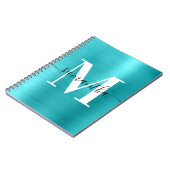 Zwart-Wit Monogram Turquoise Blauwe Folie Notitieboek (Linkerzijde)