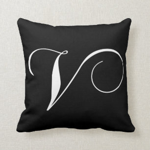 Zwart wit monogram V Pillow Kussen