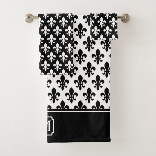 Zwart wit monogram van het lantaarns bad handdoek (Insitu)