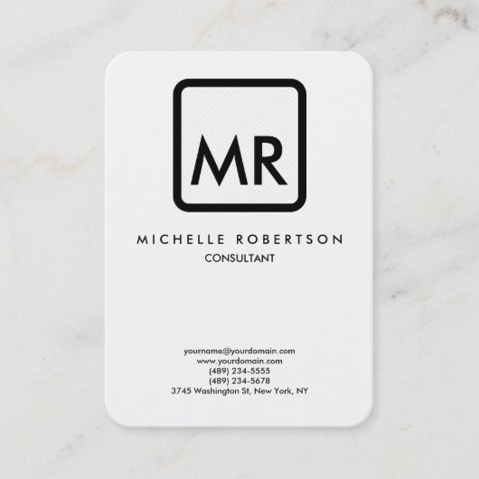 Zwart wit monogram van hoge kwaliteit Elegant Unie Visitekaartje (Voorkant)