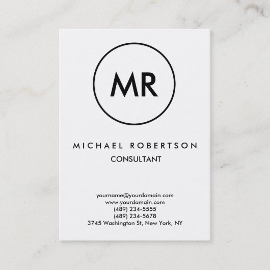 Zwart-wit monogram van kwaliteit Uniek Visitekaartje (Voorkant)