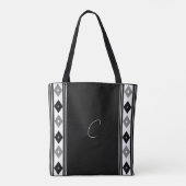 Zwart-wit monogram - Verticale strepen Tote Bag (Achterkant)