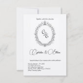 Zwart & wit Monogram Victoriaans kuif bruiloft Kaart (Voorkant)