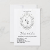 Zwart-wit Monogram Victoriaans kuif Kaart (Voorkant)