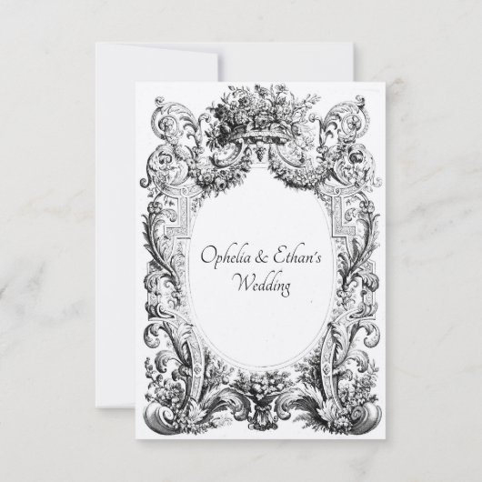 Zwart-wit Monogram Victoriaans kuif Kaart (Achterkant)