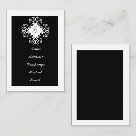 zwart-wit monogram Visitekaartjes (Voorkant / Achterkant)