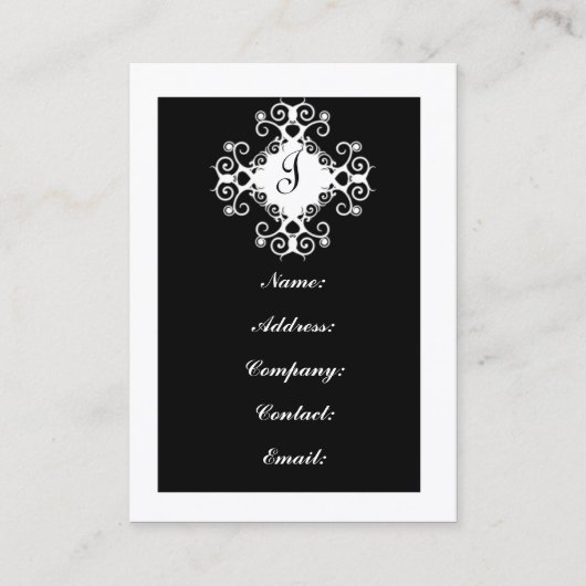  zwart-wit monogram Visitekaartjes (Voorkant)