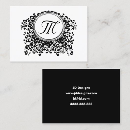  zwart-wit monogram Visitekaartjes (Voorkant / Achterkant)