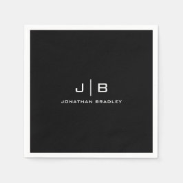 Zwart-wit Monogram Volledige naam Servet