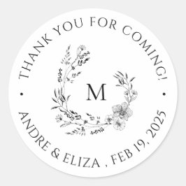 Zwart-wit Monogram Weddenschap Dank je Sticker