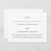 Zwart-wit Monogram Weddenschap Uitstel Aankondigingskaart (Voorkant / Achterkant)