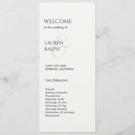 Zwart & Wit Monogram Welkom Huwelijksprogramma Programmakaart (Voorkant)