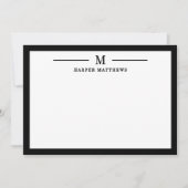 Zwart Wit Monogram Zakelijk Notitiekaartje (Voorkant)