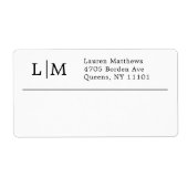 Zwart-wit monogram zakelijke verzendlabels etiket (Voorkant)