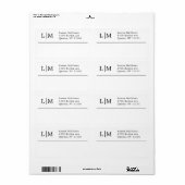 Zwart-wit monogram zakelijke verzendlabels etiket (Full Sheet)