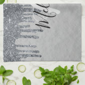 Zwart wit monogram zwart schrift op het druppelen  theedoek (Gevouwen)