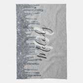 Zwart wit monogram zwart schrift op het druppelen  theedoek (Verticaal)