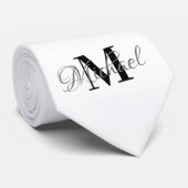 Zwart & Wit Monogramed stropdas (Opgerold)