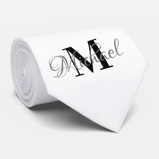 Zwart & Wit Monogramed stropdas (Opgerold)