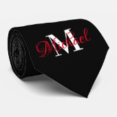 Zwart & Wit Monogramed stropdas (Opgerold)