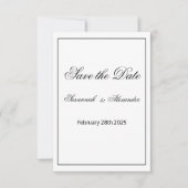 Zwart-wit Monogrammed Moderne Bruiloft Save The Date (Voorkant)