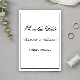 Zwart-wit Monogrammed Moderne Bruiloft Save The Date