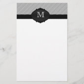 Zwart-wit Monogrammed Pinstripe Briefpapier (Voorkant)