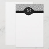 Zwart-wit Monogrammed Pinstripe Briefpapier (Voorkant / Achterkant)
