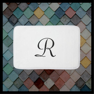 Zwart-wit Monogrammed Pluche Badmat