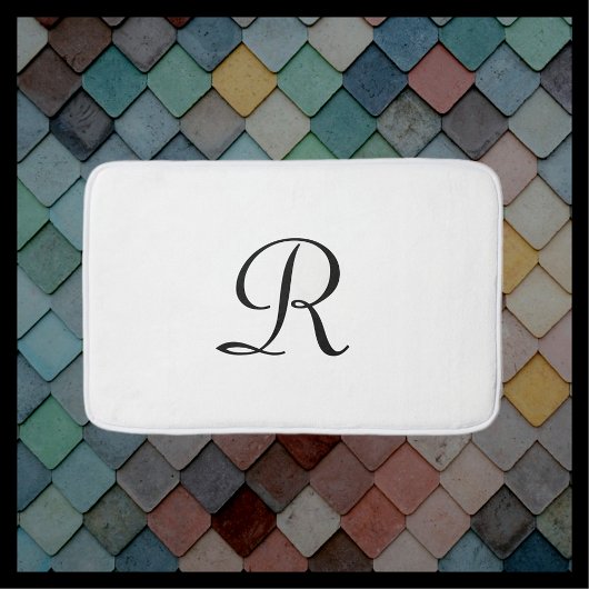 Zwart-wit Monogrammed Pluche Badmat