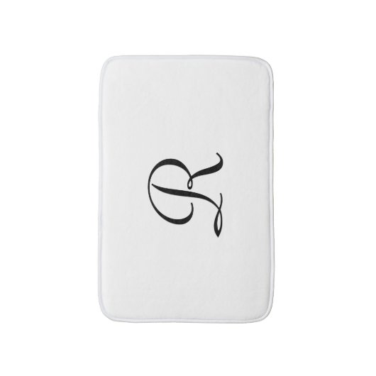 Zwart-wit Monogrammed Pluche Badmat (Voorkant Verticaal)