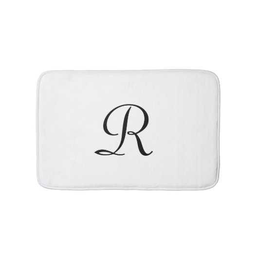 Zwart-wit Monogrammed Pluche Badmat (Voorkant)