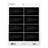 Zwart-wit monogrammed Return-adres Etiket (Full Sheet)