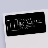 Zwart-wit monogrammed Return-adres Etiket