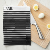 Zwart-wit Monogrammen Camouflage Stripes Patronen Theedoek (Quarter Fold)