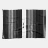 Zwart-wit Monogrammen Camouflage Stripes Patronen Theedoek (Horizontaal)