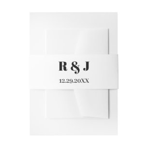 Zwart Wit Monogrammen Eenvoudige Kalligrafie Bruil Uitnodigingen Wikkel