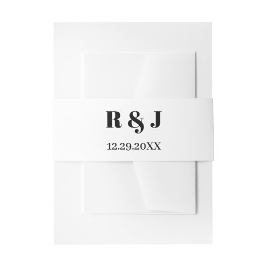 Zwart Wit Monogrammen Eenvoudige Kalligrafie Bruil Uitnodigingen Wikkel (Voorkant Voorbeeld)