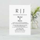 Zwart Wit Monogrammen Elegante Minimal Wedding Kaart (Staand voorkant)