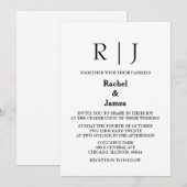 Zwart Wit Monogrammen Elegante Minimal Wedding Kaart (Voorkant / Achterkant)