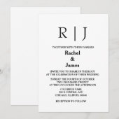 Zwart Wit Monogrammen Minimale Elegante Huwelijk Kaart (Voorkant / Achterkant)