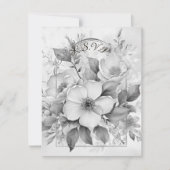Zwart-wit Monotone Witte Rozen Gouden Lijst RSVP Kaartje (Voorkant)