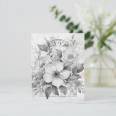 Zwart-wit Monotone Witte Rozen Gouden Lijst RSVP Kaartje (Staand voorkant)