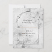 Zwart-wit Monotone Witte Rozen Gouden Lijst RSVP Kaartje (Achterkant)