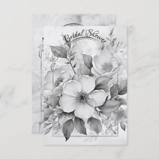 Zwart-Wit Monotone Witte Rozen Gouden Lijst Save The Date (Voorkant / Achterkant)